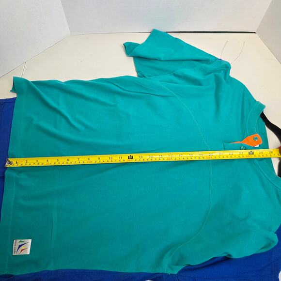 Pierre Cardin, Multi Color Blue and Teal quarter Button Down Shirt, L Men's - Picture 7 of 7